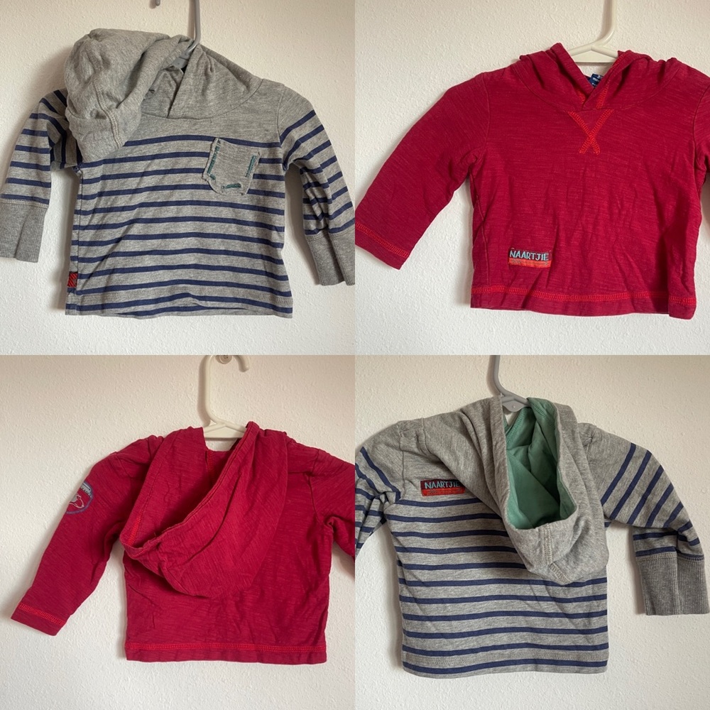 Lot of two Naartjie baby kids hooded tahirt top tee hoodie Sz 3-6 mo